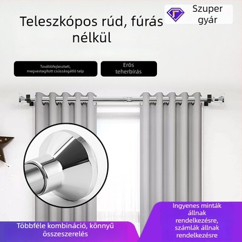 Rozsdamentes acélból készült teleszkópos rúd felújított alapú a zuhanyfüggönyök, ajtófüggönyök, ruhásszekrény rudak és ruhaszárító rudak felakasztásához