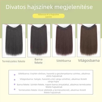 Egydarabos női paróka, hosszú egyenes haj, könnyű volumen-növelő póthaj, láthatatlan csatolás