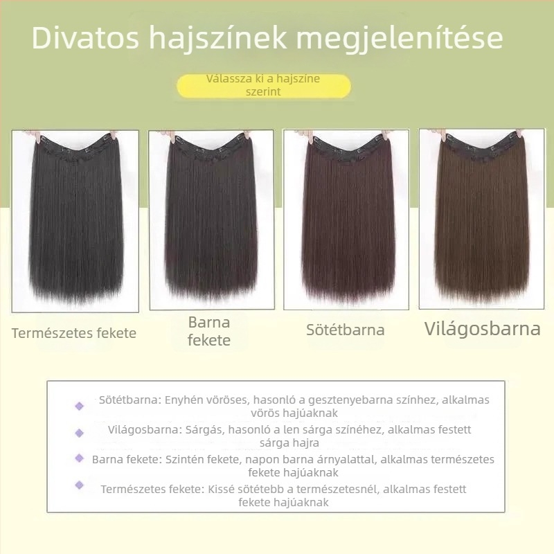 Egydarabos női paróka, hosszú egyenes haj, könnyű volumen-növelő póthaj, láthatatlan csatolás
