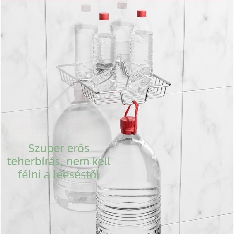 Fali szappantartó rozsdamentes acélból, fúrás nélkül, lefolyó dizájnnal, fürdőszobába