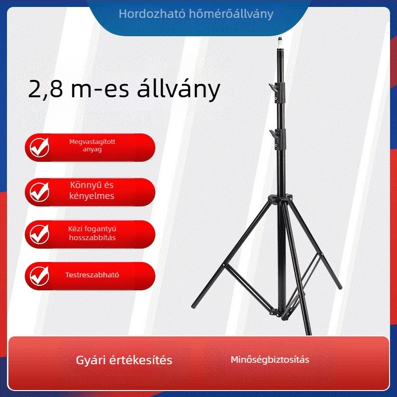 Mozgatható hőmérő állvány stabil háromszög alapzattal és összecsukható szappanadagoló