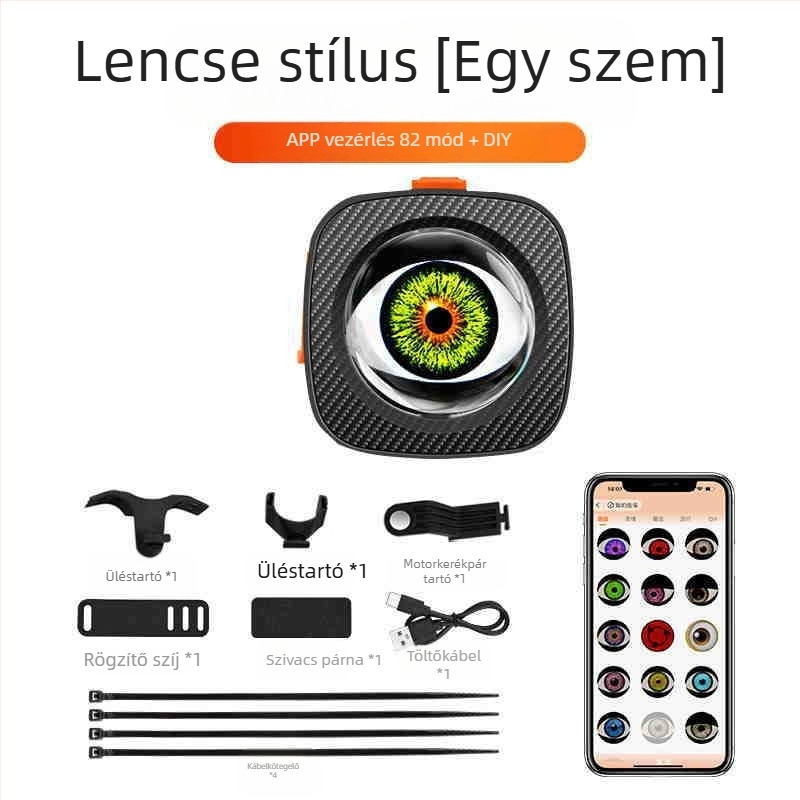 Devil Eye hátsó LED-lámpa kerékpárhoz és elektromos járműhöz, újratölthető, vezeték nélküli, kettős LED