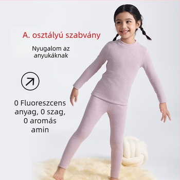 Derong gyerekeknek készült melegítő készlet, fleece-bélelt, vastag akril kötés, kerek nyakú felső, hosszú ujjú és nadrág, uniszex