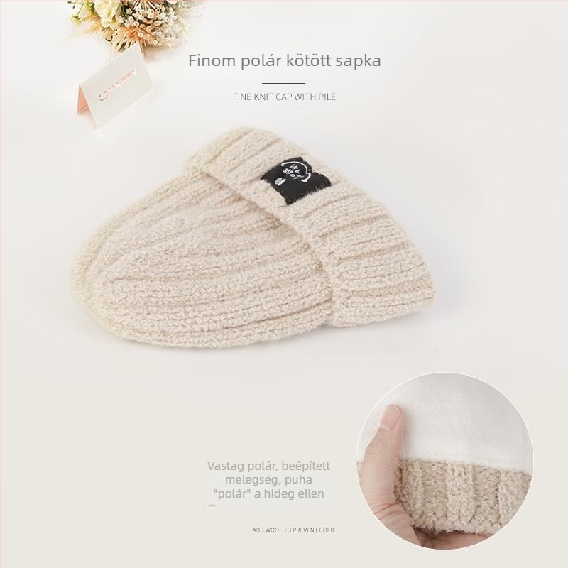 Női hosszú hajú paróka integrált sapkával, őszi–téli kötött sapka, természetes hatás, teljes fejfedés, koreai divat