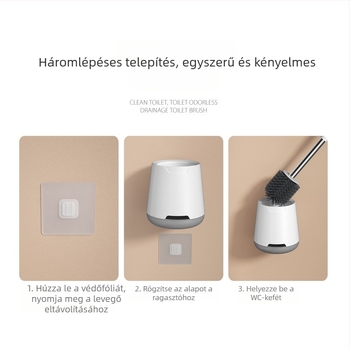 Hosszú nyélű szilikon WC-kefe készlet, antibakteriális és penészmentes fürdőszobai tárolóval