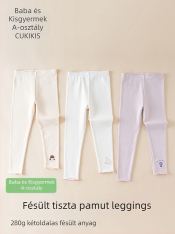 Gyerekeknek készült meleg őszi nadrág lányoknak, vastag fleece bélés és csipke díszítéssel, hosszú nadrág ősz-télre