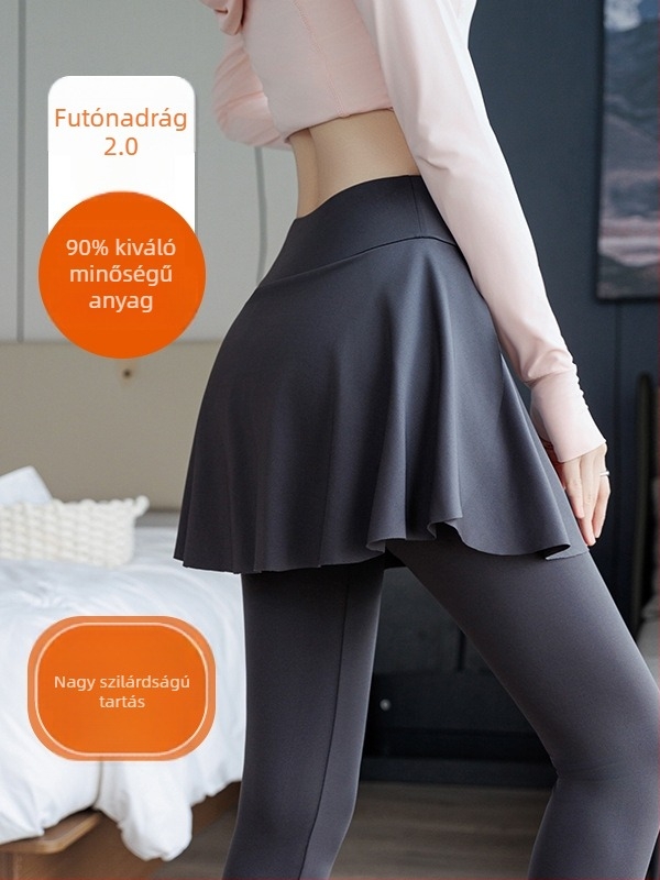 Plusz méretű női leggings szoknyával, Shark pants – magas derekú, vékony, légáteresztő anyag, tavasz 2025