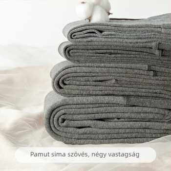 Pamut alapvető leggings tavasszal–őszre, vékony bolyhos belső réteg, szürke, matt felület, karcsúsító hatás