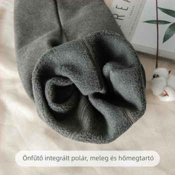 Pamut alapvető leggings tavasszal–őszre, vékony bolyhos belső réteg, szürke, matt felület, karcsúsító hatás