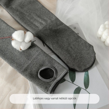 Pamut alapvető leggings tavasszal–őszre, vékony bolyhos belső réteg, szürke, matt felület, karcsúsító hatás