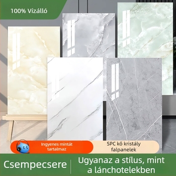 SPC kő‑kristály integrált falpanel karbons kristály lemezzel, önszerelő klipszekkel a belső dekorációhoz
