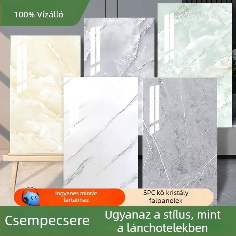 SPC kő‑kristály integrált falpanel karbons kristály lemezzel, önszerelő klipszekkel a belső dekorációhoz