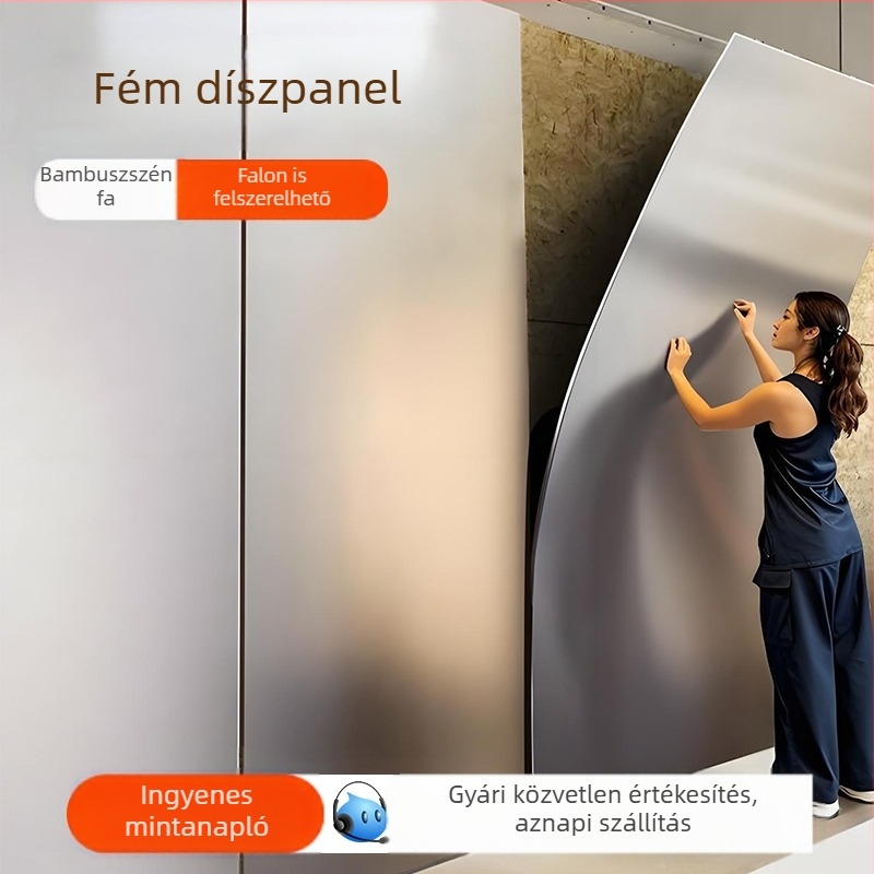 Fém furnér panel bambuszszénből készült faszerkezettel, tükrös felület, falpanel szénkristályos, csiszolt mennyezet és fa furnér