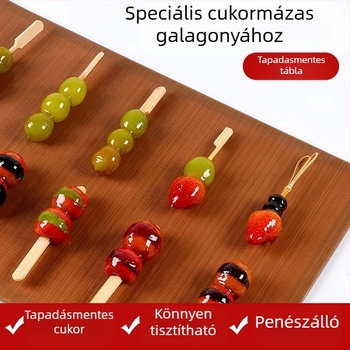 Kétoldalas tapadásmentes fa tábla kandírozott gyümölcsnyársakhoz