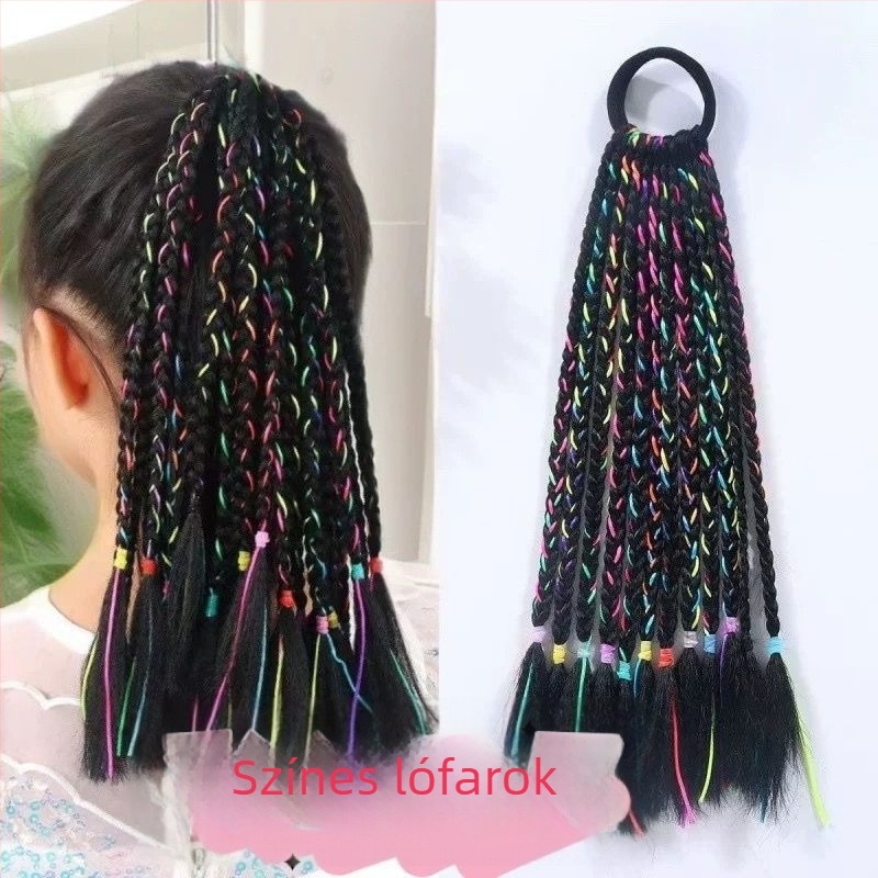 Gyermekeknek készült színes fonott paróka gradient színű dreadlockokkal színpadi előadásokhoz
