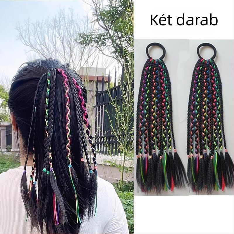 Gyermekeknek készült színes fonott paróka gradient színű dreadlockokkal színpadi előadásokhoz