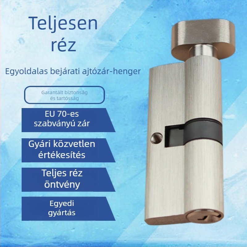 Nagy tök alakú teljes réz zárbetét belső ajtókhoz, egycsövű zárkellékek, európai szabvány 70 mm