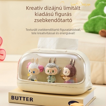 Többfunkciós asztali zsebkendő tartó, kijelzővel és tárolóval