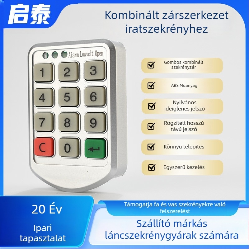 Fájl szekrényekhez elektronikus jelszavas zár digitális billentyűzettel, cinkötvözetből