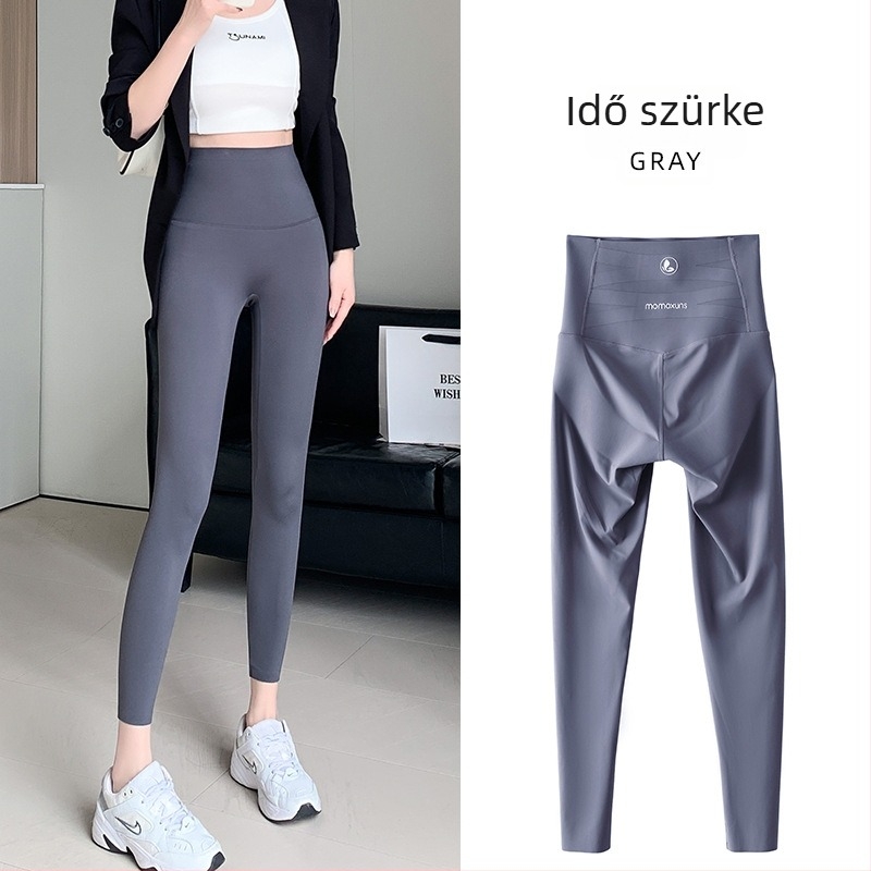 Női jóga leggings, magas derekú, haskontroll, csúszásmentes, őszi-téli szezonra, plusz méret, nylon