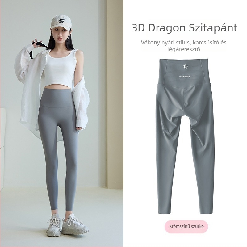 Női jóga leggings, magas derekú, haskontroll, csúszásmentes, őszi-téli szezonra, plusz méret, nylon