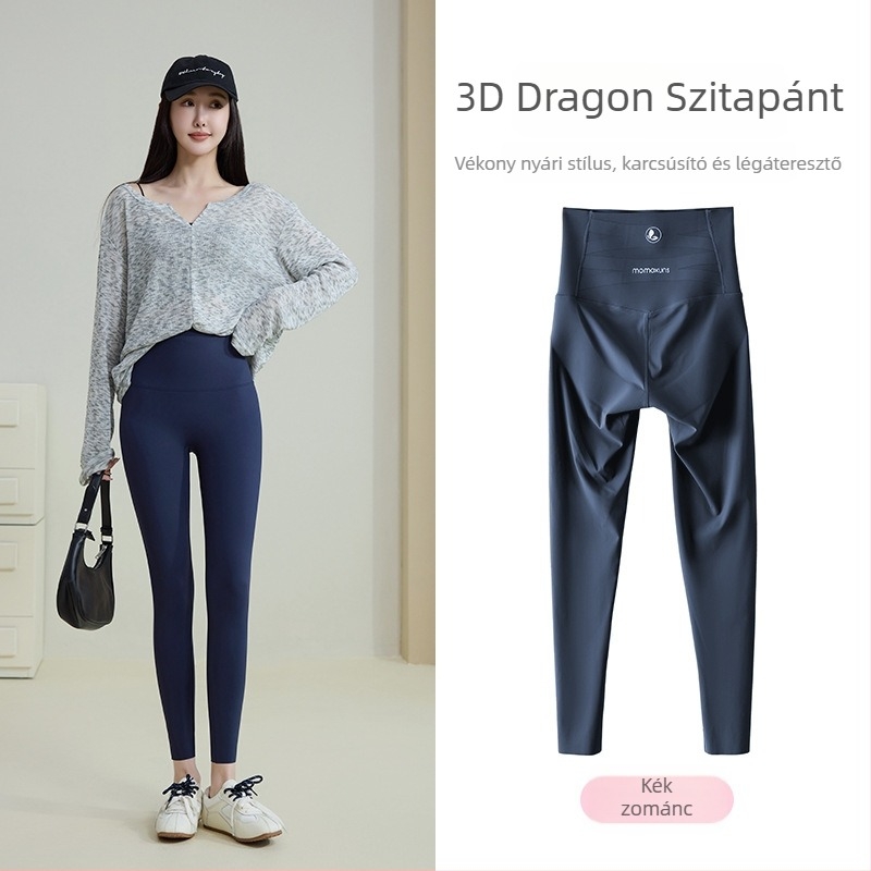 Női jóga leggings, magas derekú, haskontroll, csúszásmentes, őszi-téli szezonra, plusz méret, nylon