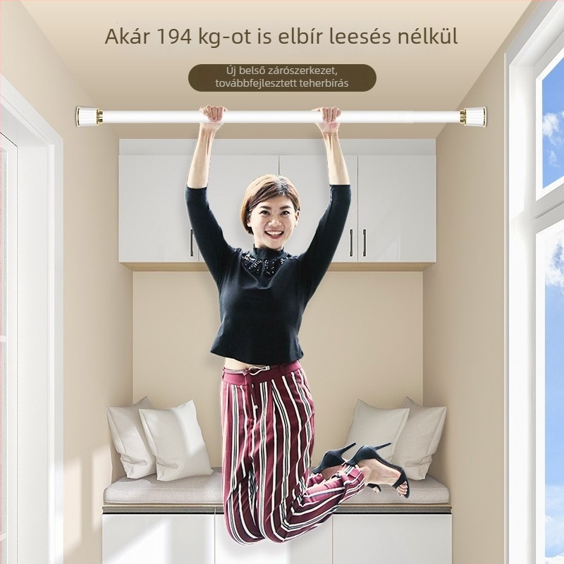 Lyukasztás nélküli függönyrú fürdőszobához és ajtóhoz, teleszkópos alumínium rúd hálószoba gardróbhoz és ruhaszárításhoz, akasztó rúd