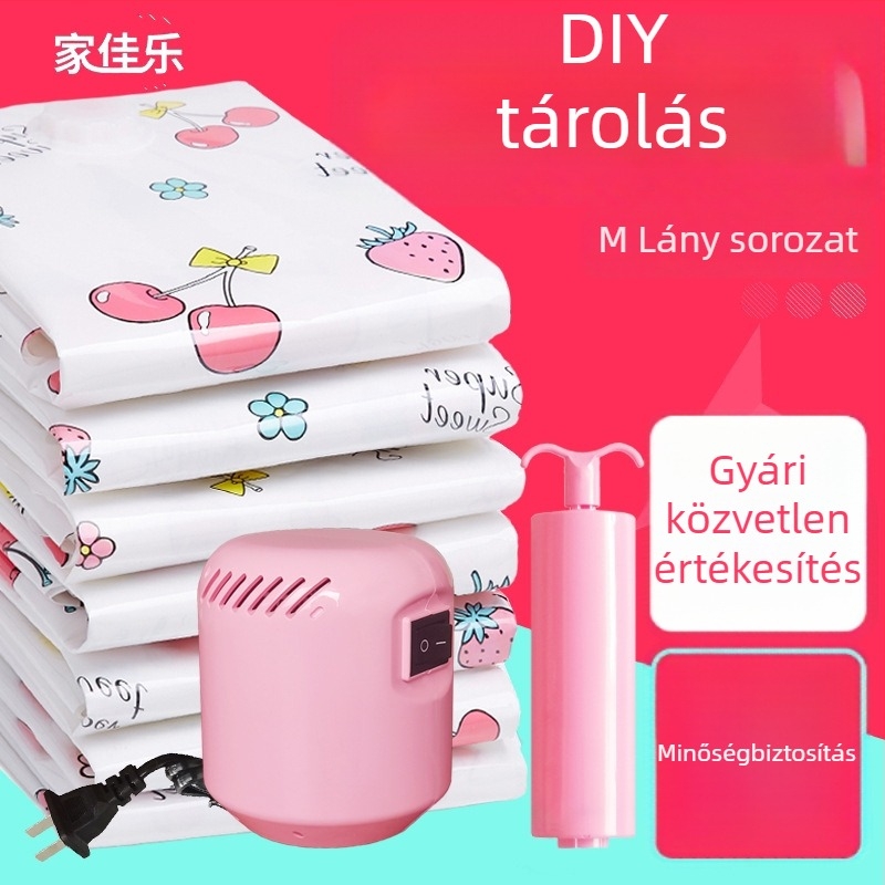 Jiajiale vákuumos tömörítő tasak, vastított tároló tasak, Girls Cherry sorozat, egyetlen csomag ruhákhoz és ágyneműhöz