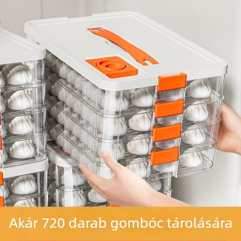 Többszintes győza tároló doboz fagyasztáshoz, hűtőszekrény rendező, otthoni gyoza tál, gyorsfagyasztás és frissesség megőrzése