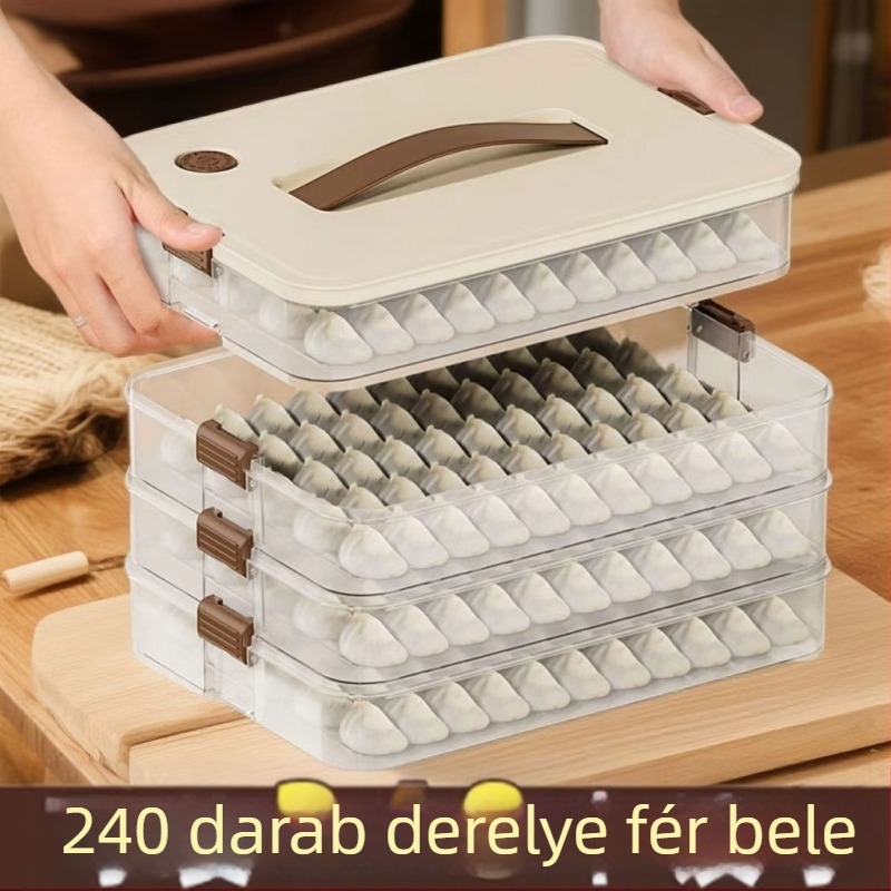 Gombóc tároló doboz, műanyagból, élelmiszer-minőségű, átlátszó fedéllel, fagyasztáshoz