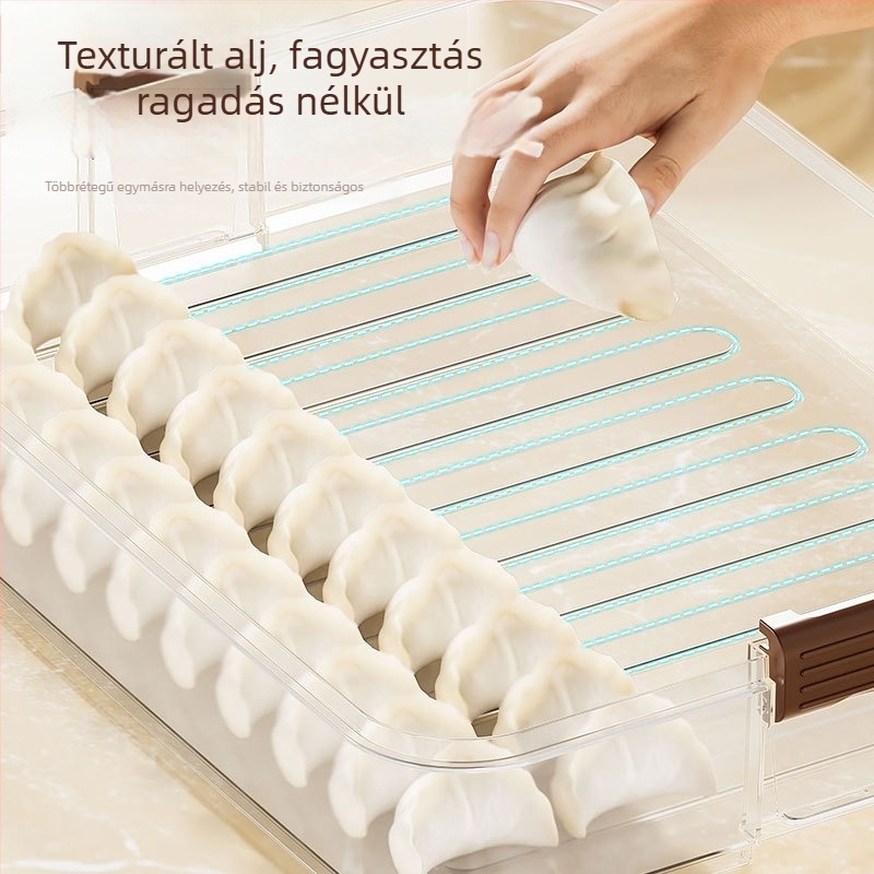 Gombóc tároló doboz, műanyagból, élelmiszer-minőségű, átlátszó fedéllel, fagyasztáshoz