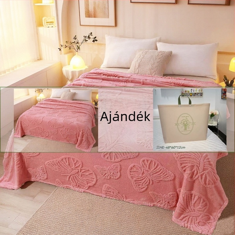Jushuan flanel takaró a kanapéra — őszi-téli, vastag és meleg, jacquard minta, egyszínű, irodai pihenő takaró