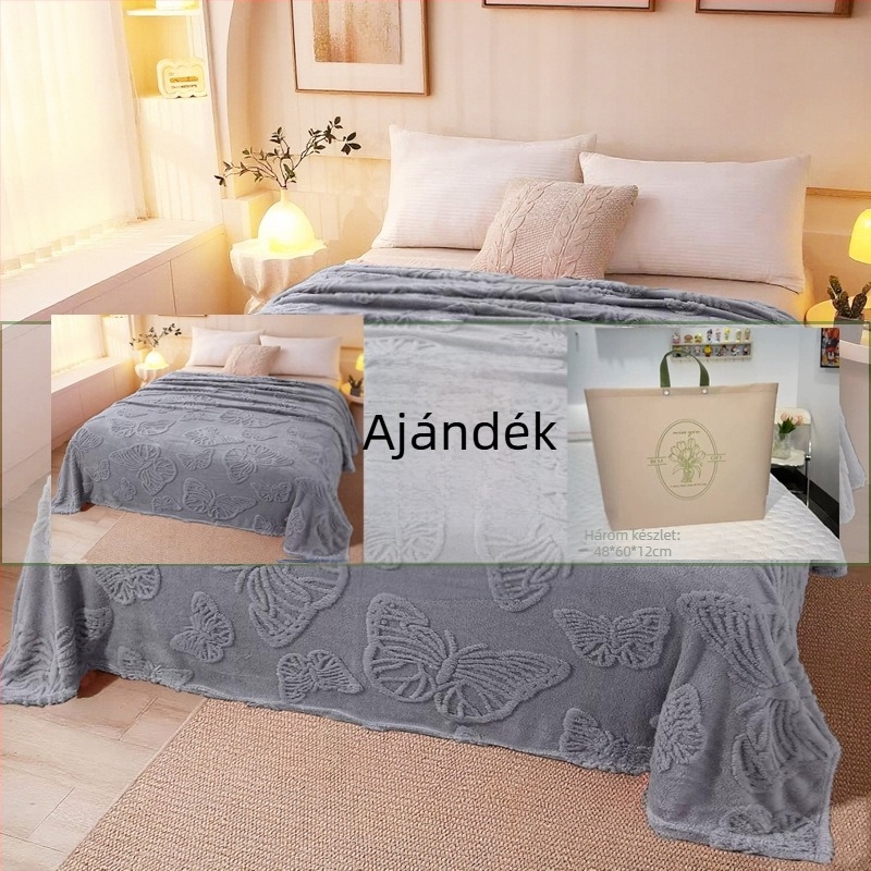 Jushuan flanel takaró a kanapéra — őszi-téli, vastag és meleg, jacquard minta, egyszínű, irodai pihenő takaró