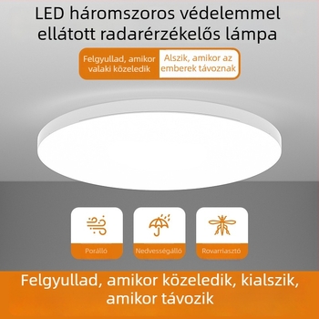 LED mennyezetlámpa mozgásérzékelővel és hangvezérléssel – folyosóhoz, lépcsőhöz és bejárathoz