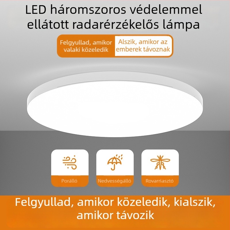 LED mennyezetlámpa mozgásérzékelővel és hangvezérléssel – folyosóhoz, lépcsőhöz és bejárathoz