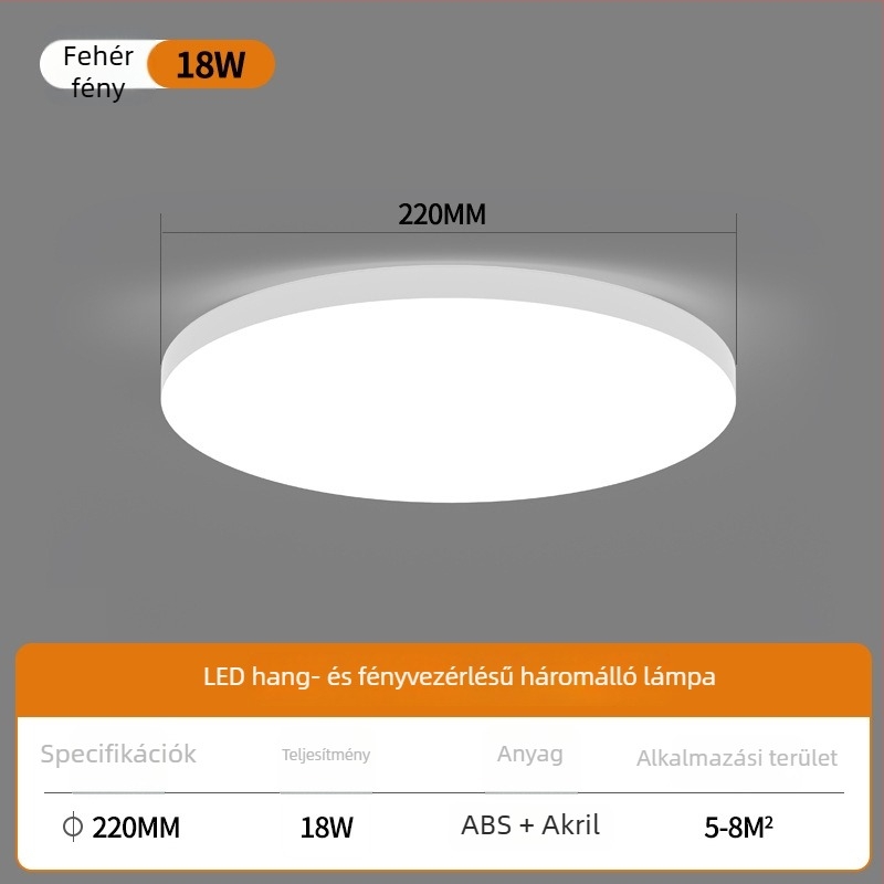 LED mennyezetlámpa mozgásérzékelővel és hangvezérléssel – folyosóhoz, lépcsőhöz és bejárathoz