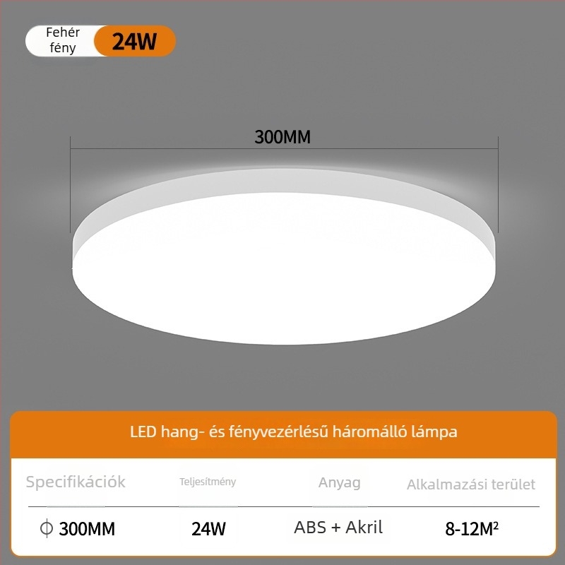LED mennyezetlámpa mozgásérzékelővel és hangvezérléssel – folyosóhoz, lépcsőhöz és bejárathoz
