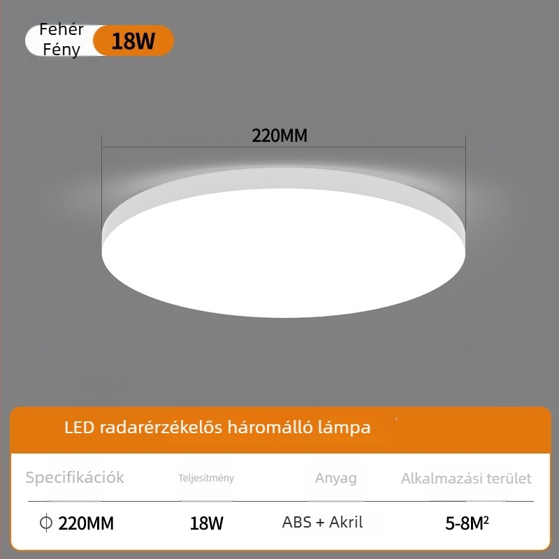 LED mennyezetlámpa mozgásérzékelővel és hangvezérléssel – folyosóhoz, lépcsőhöz és bejárathoz