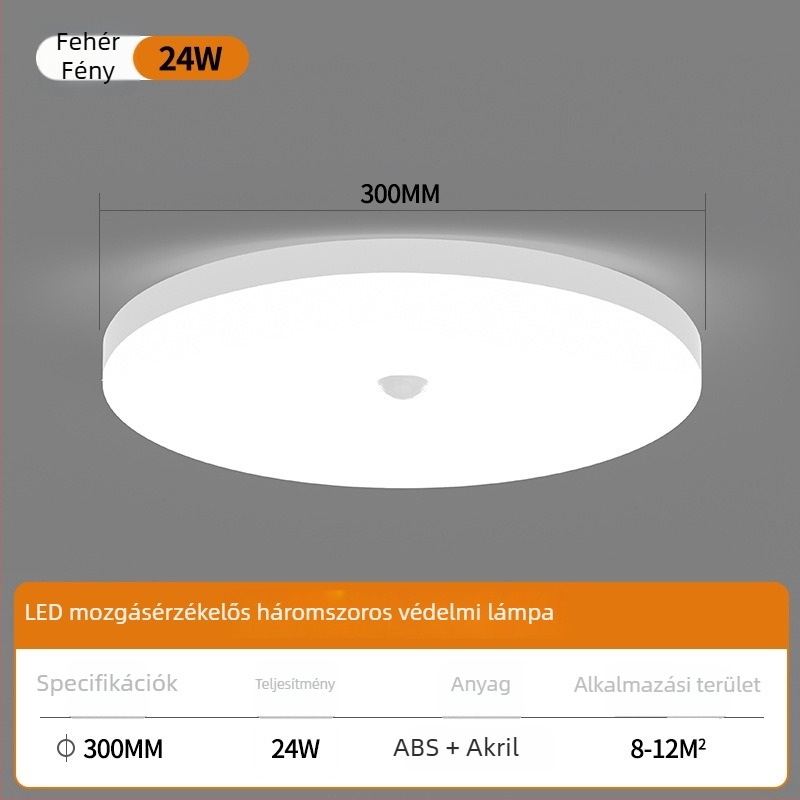 LED mennyezetlámpa mozgásérzékelővel és hangvezérléssel – folyosóhoz, lépcsőhöz és bejárathoz