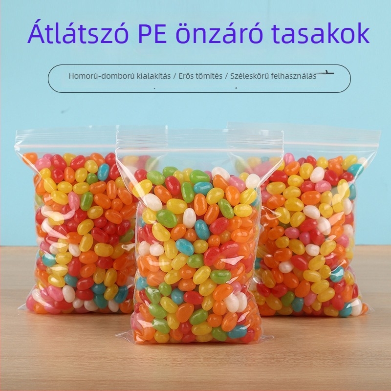 No. 10 önzáró zacskók, 8 mm/10 mm/12 mm vastagság, élelmiszer-biztonsági zárózacskók, átlátszó tea csomagoláshoz