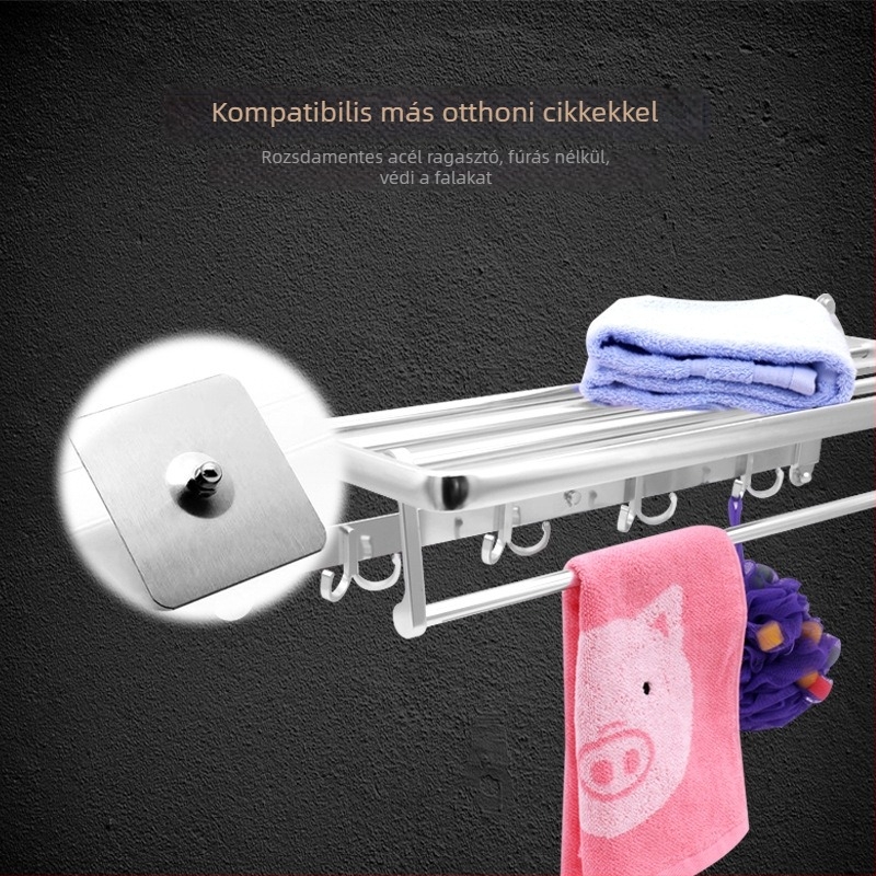 Rozsdamentes acél falipolc ragasztóval, fúrás nélkül, modern minimalista dizájn, 5–10 kg terhelés