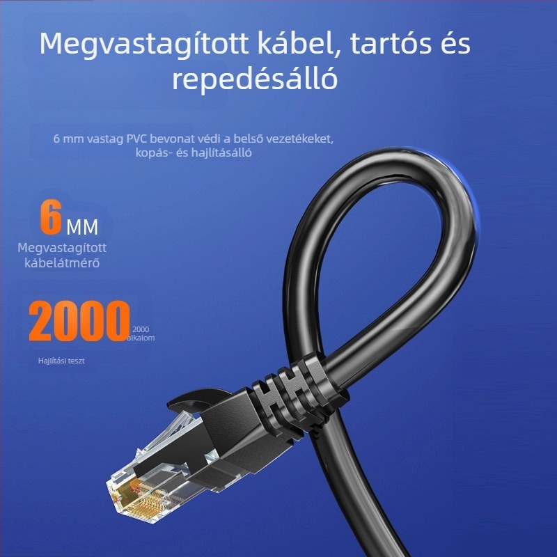 RXIX Luoxi CAT6A gigabites Ethernet-kábel otthoni használatra, 20 m hosszabbítás, csavart érpár, RJ-45 csatlakozók
