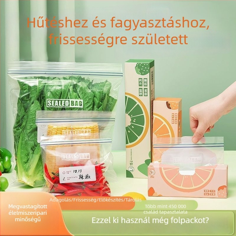 Vastagított frissesség-megőrző zárható műanyag tasakok háztartási használatra, önzáró tasakok a hűtőhöz
