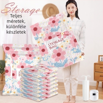 Vákuumos tárolózsák ruhákhoz és paplanokhoz, vastagított új modell, otthoni használatra, extrán nagy méret 80×100 cm