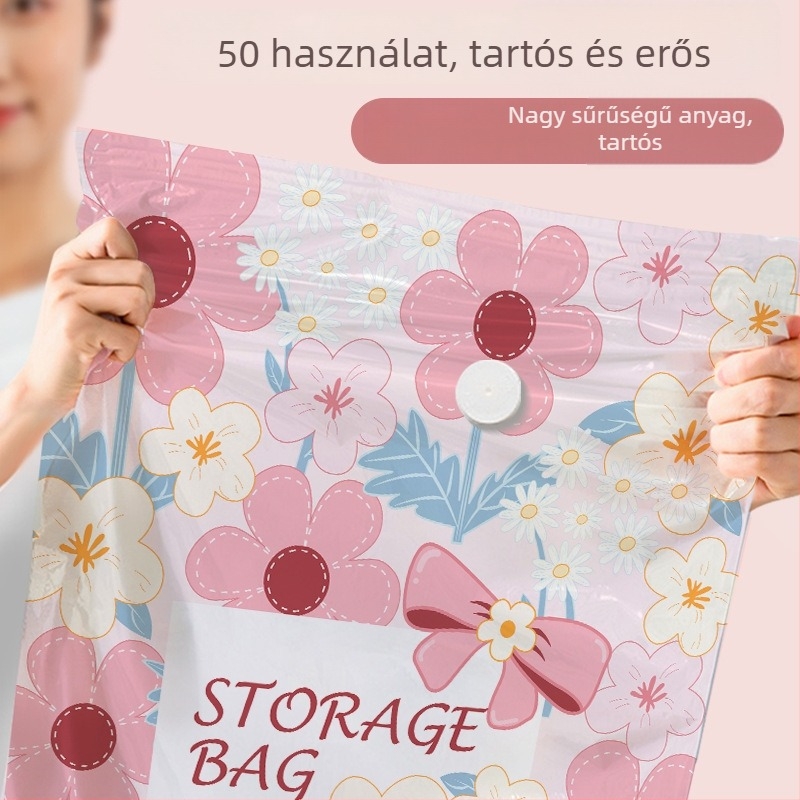 Vákuumos tárolózsák ruhákhoz és paplanokhoz, vastagított új modell, otthoni használatra, extrán nagy méret 80×100 cm
