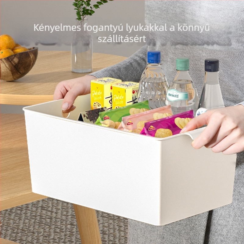 Műanyag íróasztali tároló doboz fedéllel, kozmetikumok és apró kellékek rendezője