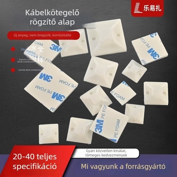 Ragasztó kábelköteg tartó szívókorongos alapú, kábelek rendezésére, 20x20 mm