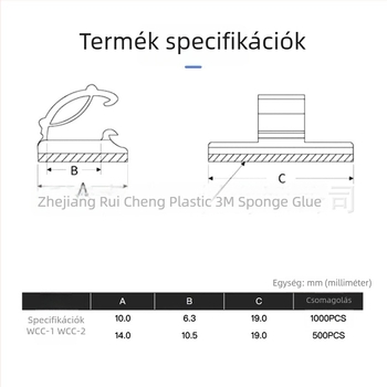 Öntapadó kábelrögzítő csaták WCC-1/WCC-2, autóhuzal-köteg rögzítő klipsz 3M ragasztóval