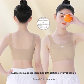 Lányok edzőmelltartója a korai fejlődéshez, ujjatlan fazon, nylon/spandex 60/40, 8 éves kortól