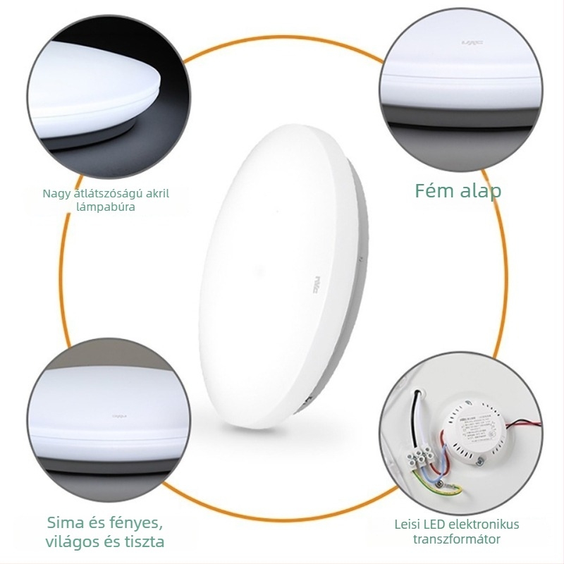 LED kör alakú mennyezetlámpa erkélyre és hálószobába, modern minimalista kialakítás, ideális folyosókhoz